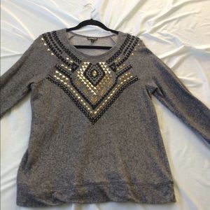 Gray embellished sweater